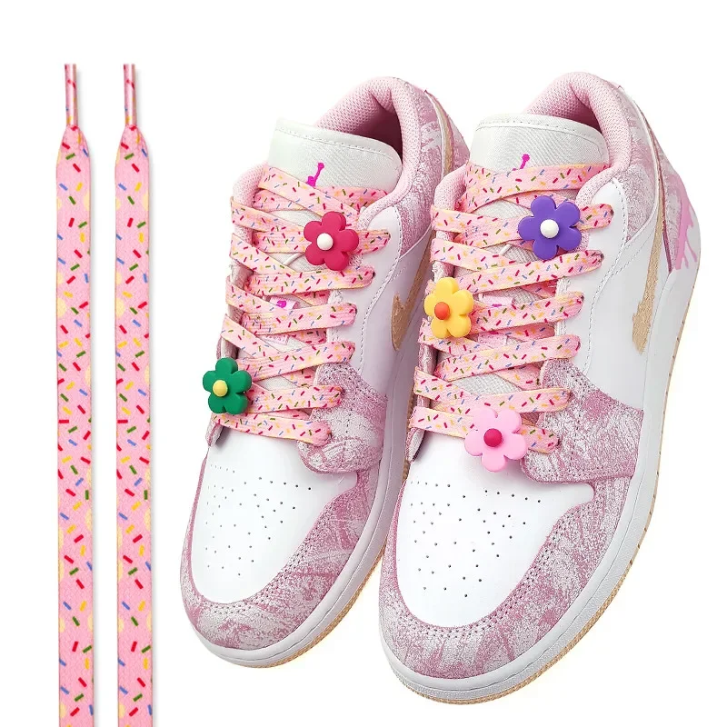 Colorful Mandarin Duck Powder Green Shoe Laces Af1 Ice Cream Shoelaces for Sneakers Flowing Shoelace Flower Ins Shoes Strings