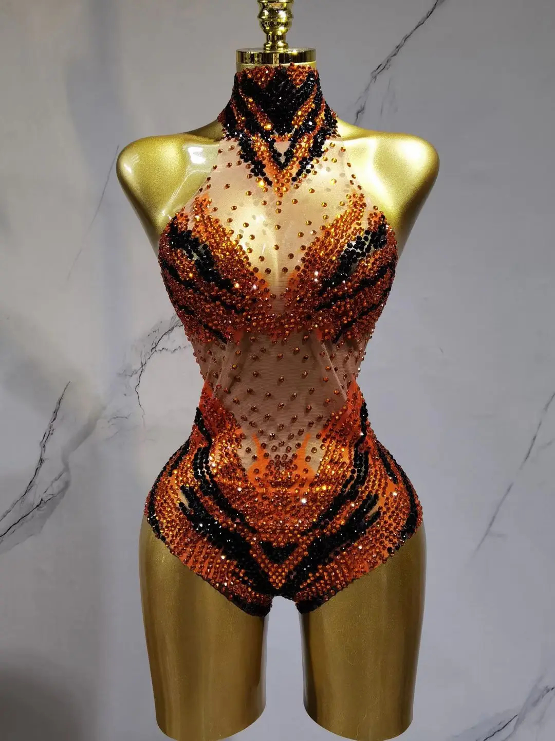 

Сексуальное облегающее боди с золотыми блестками, треугольные брюки, костюм будущего солдата для вечеринки, костюм для женского группового танца Y027