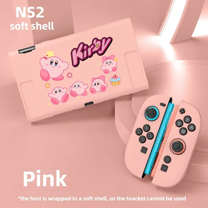 Funda protectora Kirby para Nintendo Switch 2, carcasa blanda de dibujos animados, funda protectora dividida para consola Switch, accesorios de juego Joycon