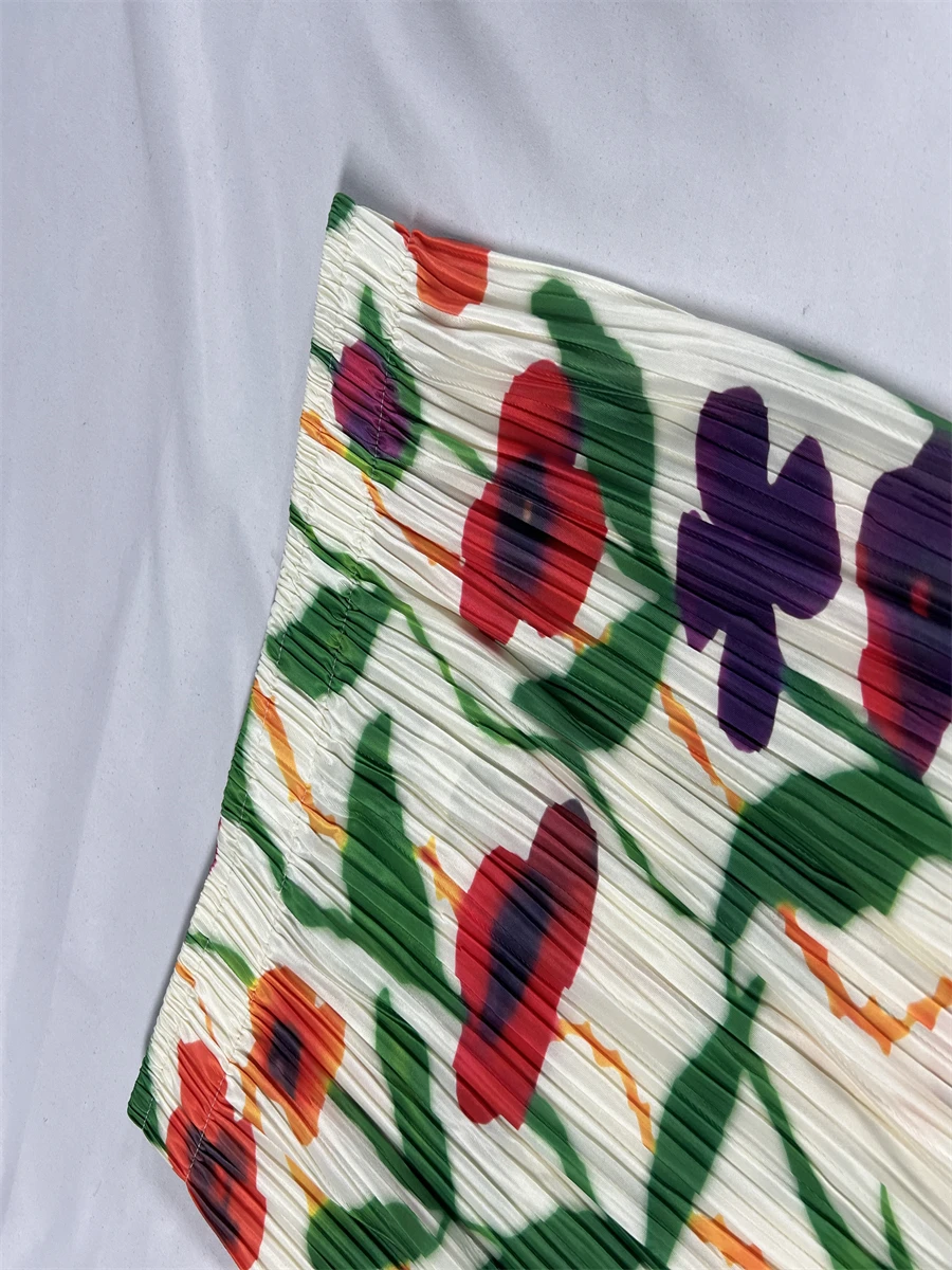 Saias femininas cintura alta estampa floral saia plissada design estético leve para festa de praia ou verão roupas diárias macias