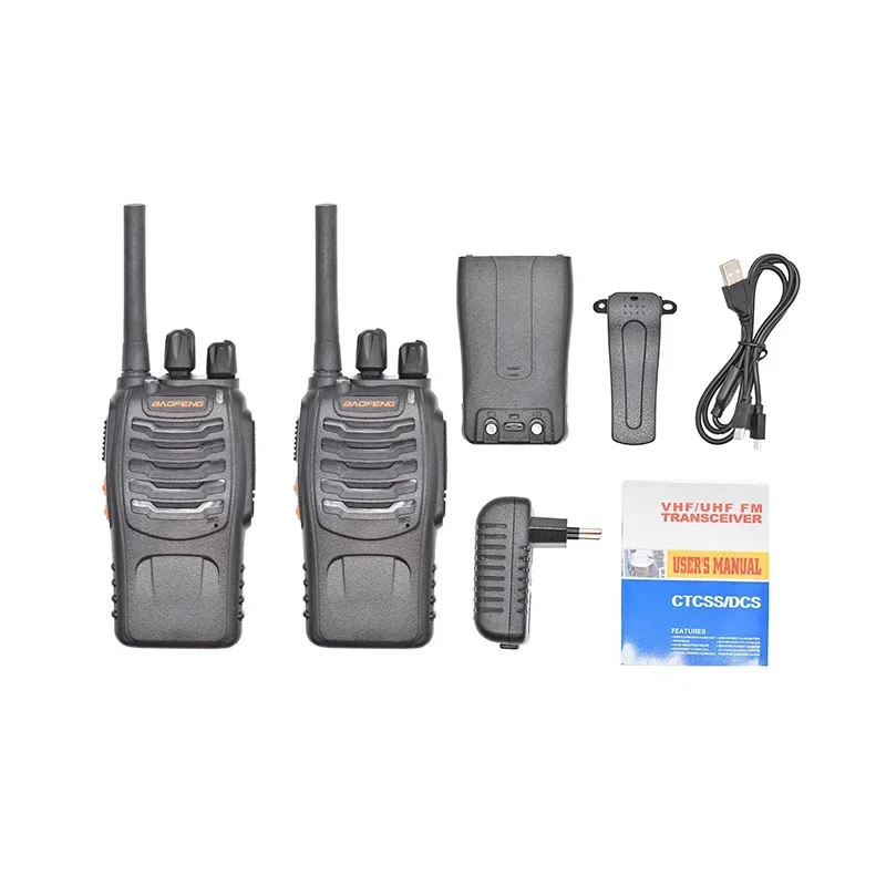 2 unidades/par Baofeng BF-888H Walkie Talkie UHF 400-470MHz 16CH VOX Portátil BF888H Rádio em dois sentidos de longo alcance para hotel ao ar livre
