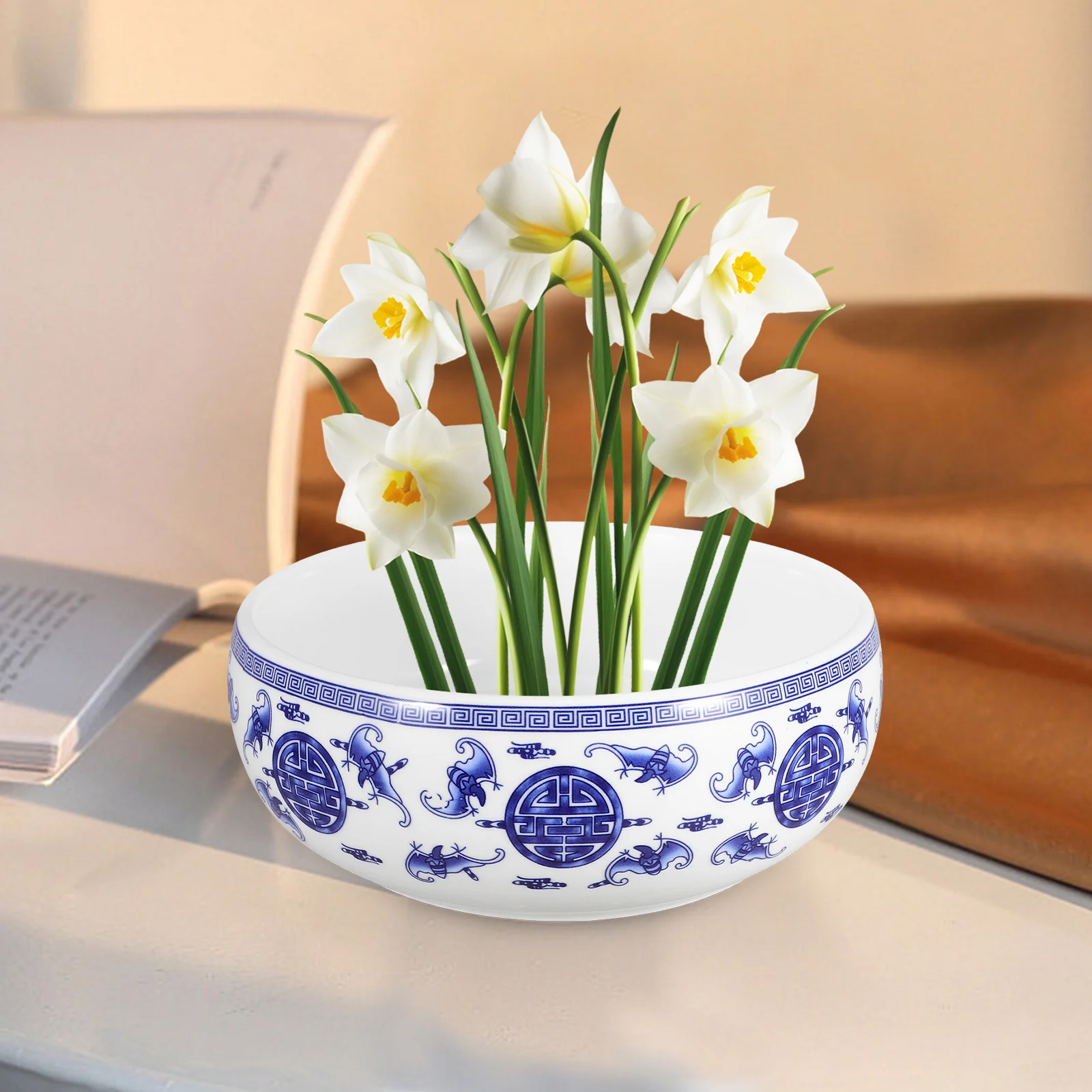 

Ceramic Hydroponic Succulent Plant Pot Round Lotus Flower Bowl Water Lily Planter Pots for Home Garden Office Lotus Plant Bowl