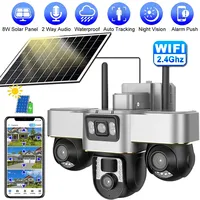 V380 Pro Solar Camera 3 Lens WiFi Security Cameras Outdoor Smart Home Solaire Power PTZ IP 15MP Night Vision CCTV Surveillance