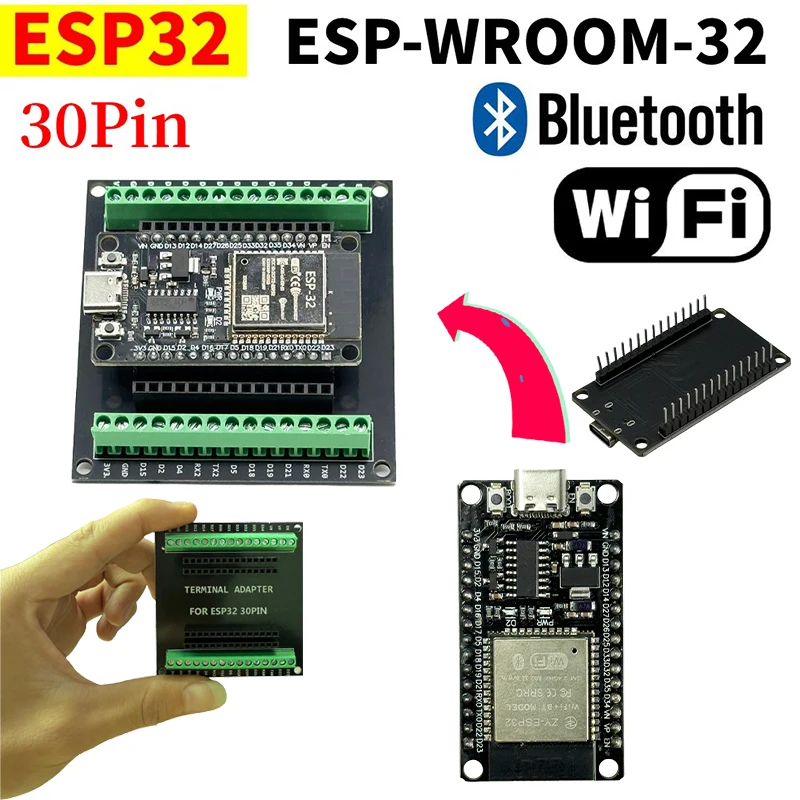 ESP32 WROOM-32 Development Board TYPE-C Micro USB WiFi Bluetooth Ultra-Low Power Consumption Dual Core Wireless BT Module 30 pin