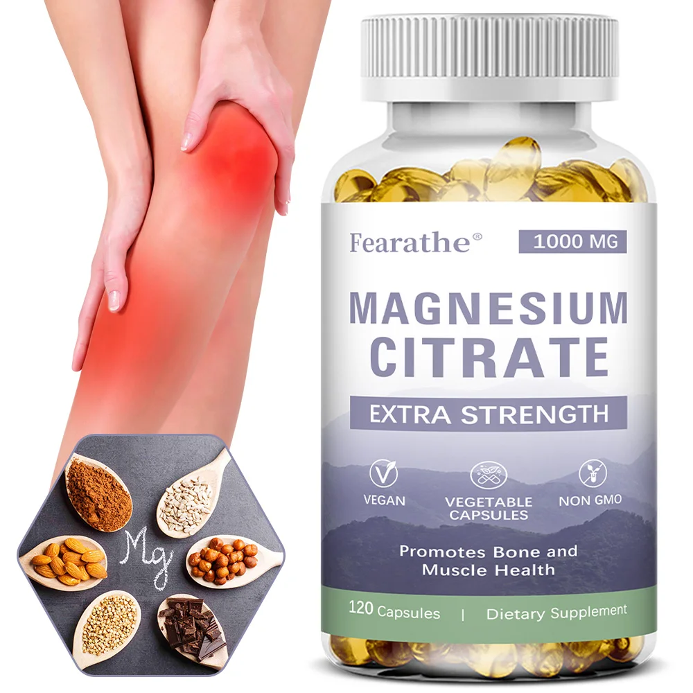 

Magnesium Citrate Capsules - Dietary Supplement for Muscle, Nerve, Bone and Heart Support - Gluten Free, Non-GMO - 120 Capsules