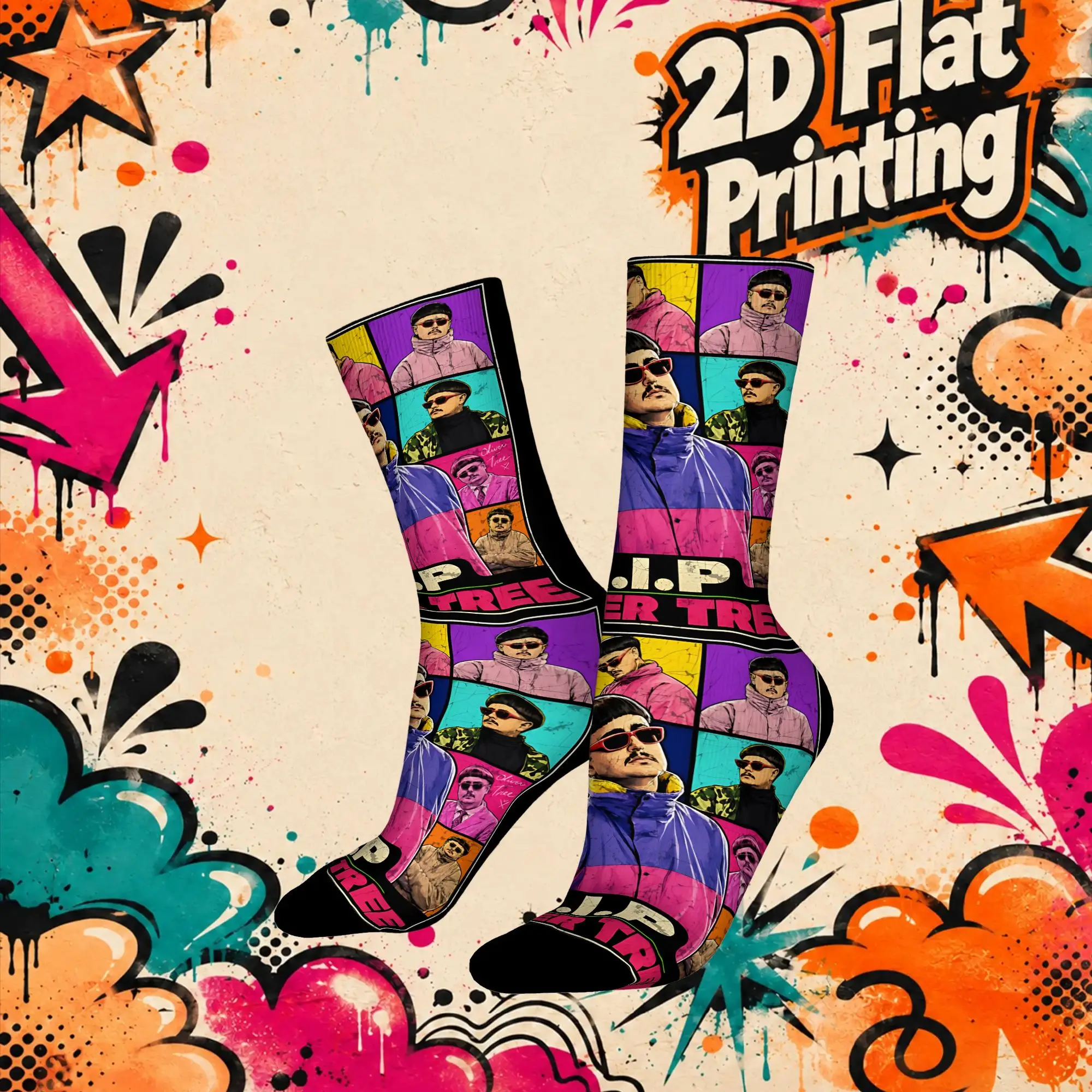 Fashion Vintage Oliver Tree  Men's  Mid-calfSock Unisex  Funny Mid-Calf Socks