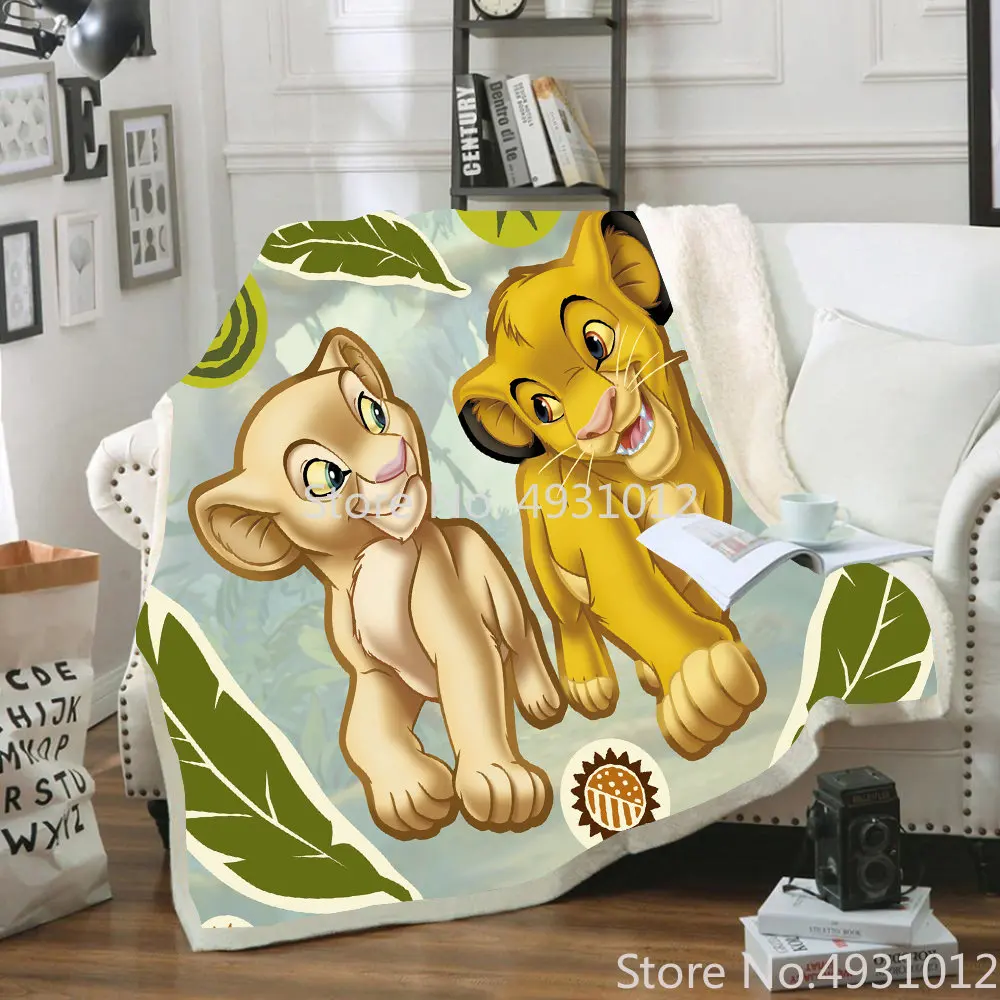 Disney Cute Children Baby Simba Lion King and Friends Blanket Flannel or Sherpa Boys Kids Gift Throw 150x200cm Sofa Bed Cover