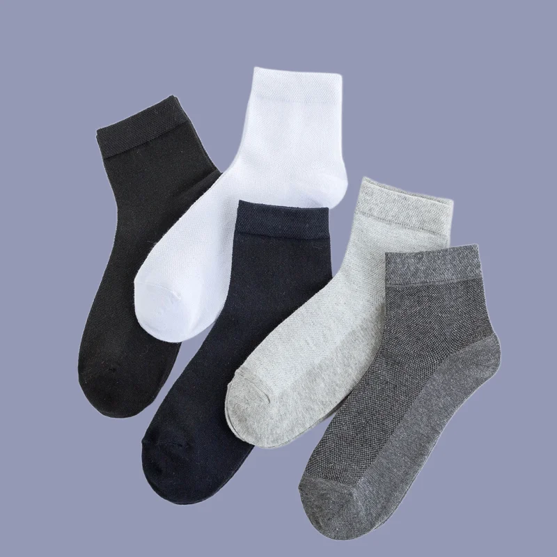 5 Paar Mode lässig sportlich Sommer Bio-Baumwolle atmungsaktiv schwarz weiß Business neue 2024 hochwertige Socken Männer Mesh Socken