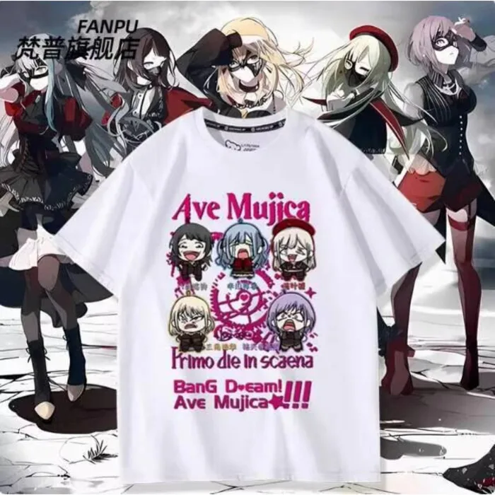 

Anime Bangdream Ave Mujica Short Sleeve T-Shirt Summer Cosplay Costume Casual Student Loose Tops Anime