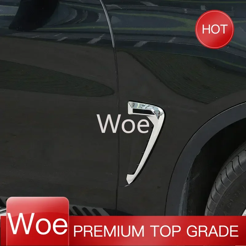 Woe For BMW X5 F15 X5M F85 2014-2018 ABS Chrome/Black/Carbon Fiber Car Shark Gills Side Fender Vent Stickers Car Accessories