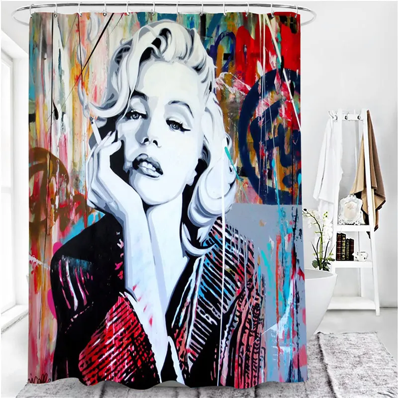 Elegant African Black Woman Print Shower Curtain Set American Girl Polyester Bathroom Curtains Anti-slip Bath Mats Carpets Rugs