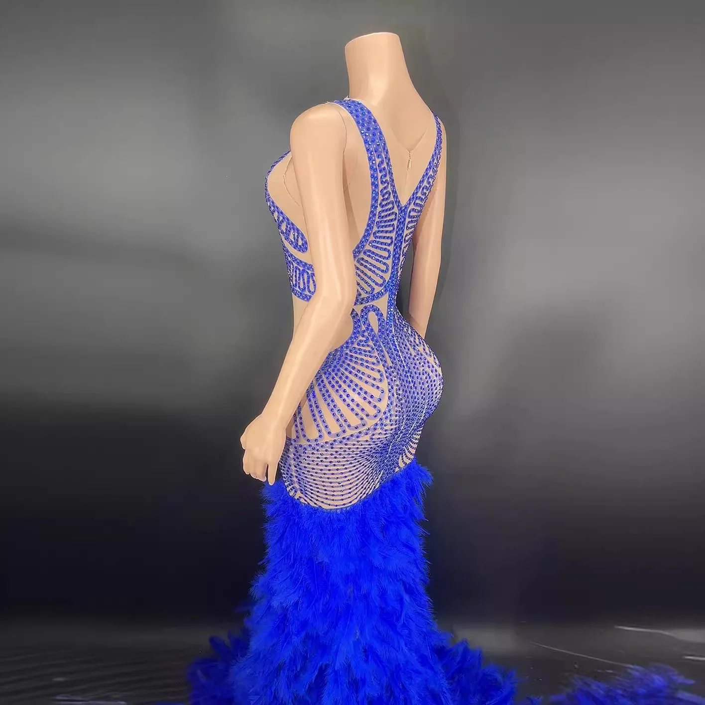 الماس عيد ميلاد لامعة الماس ريشة فستان الزفاف الأرجواني فتاة حورية البحر الكرة مساء فستان Vestido De Gala Noche Mujer Elegante