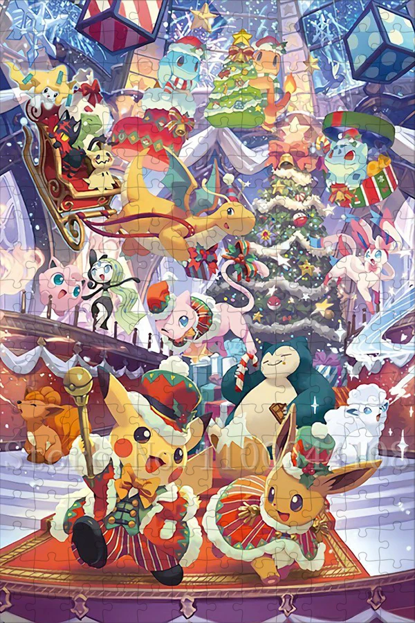 Świąteczne puzzle Pokemon Pikachu Raichu Clefairy Squirtle Puzzle dla dzieci Inteligencja Gra Zabawki Prezenty noworoczne