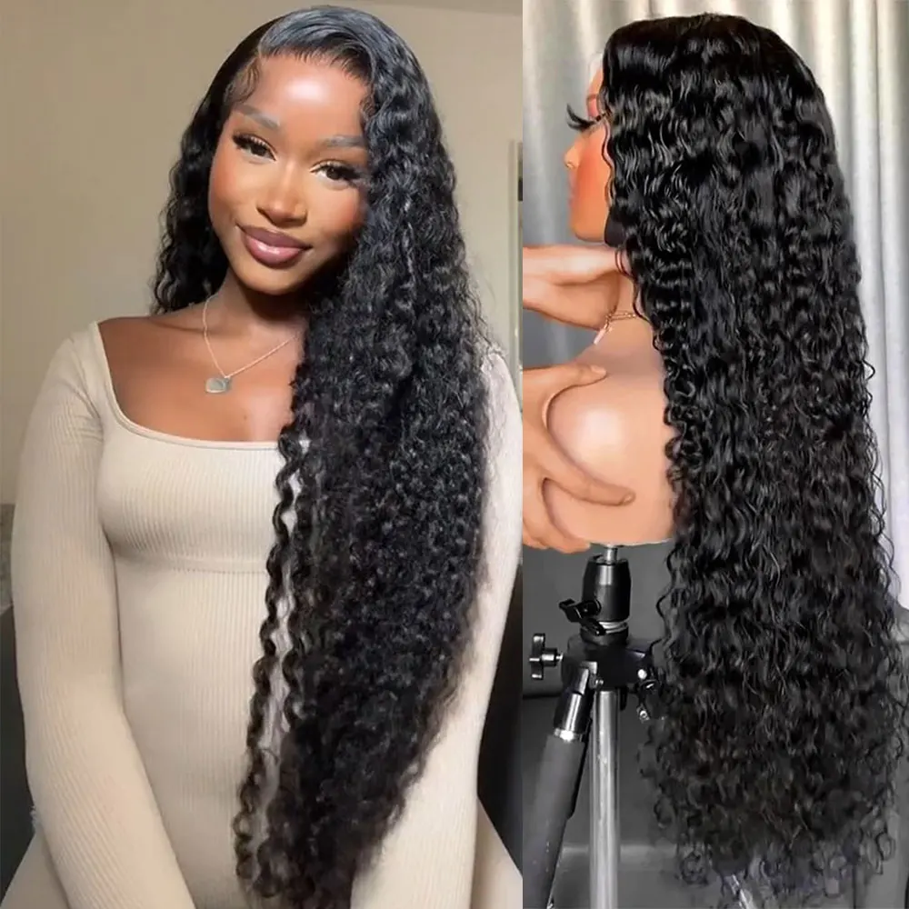باروكة من شعر طبيعي دانتيل شفاف عميق 30 بوصة خصلات الشعر المستعار الإنسان الأمامي للنساء شعر مستعار برازيلي مجعد ريمي شعر بشري مجعد