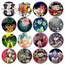 Virtual Singer Gorillaz Band Lapel Brooch Round Enamel Pin Russel Hobbs Murdoc Niccals 2-D Noodle Cartoon Badge Bag Accessories