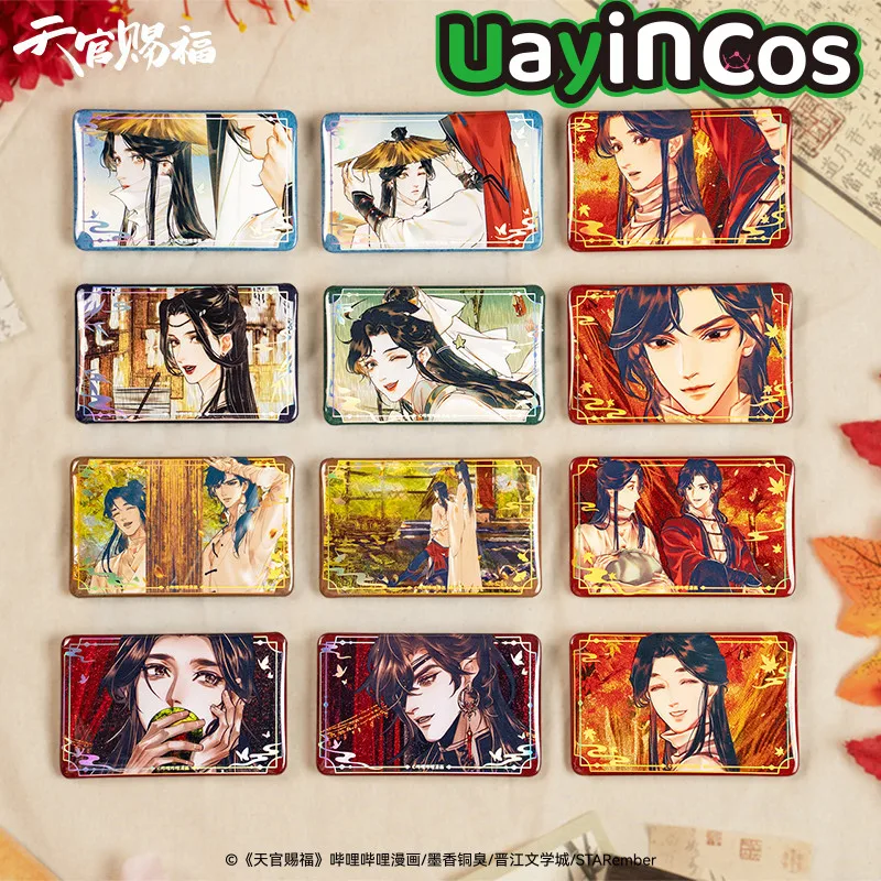 

In stock Original TGCF Tian Guan Ci Fu Huacheng Xielian Tinplate Badge Brooch Pins Ornament Doll Accessories Anime Game Toy Ki