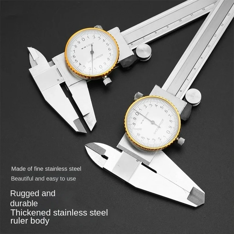 Thickened Stainless Steel Scale Measuring Tool High-Precision Dial Caliper Pointer-Type Bidirectional Shockproof Vernier Caliper