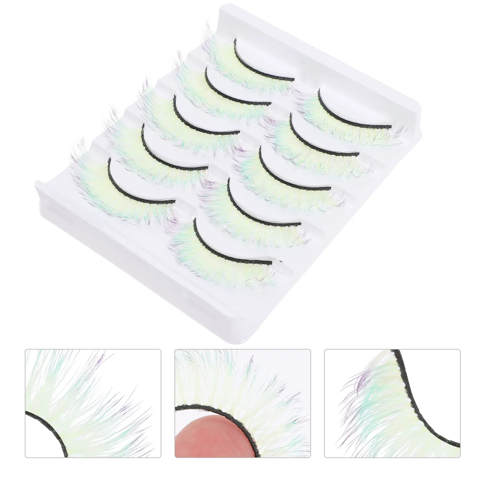 

5Pairs Colored Fluorescent False Eyelashes Extensions Women Natural Look Makeup for Vacation Party Individual Lash Extensions