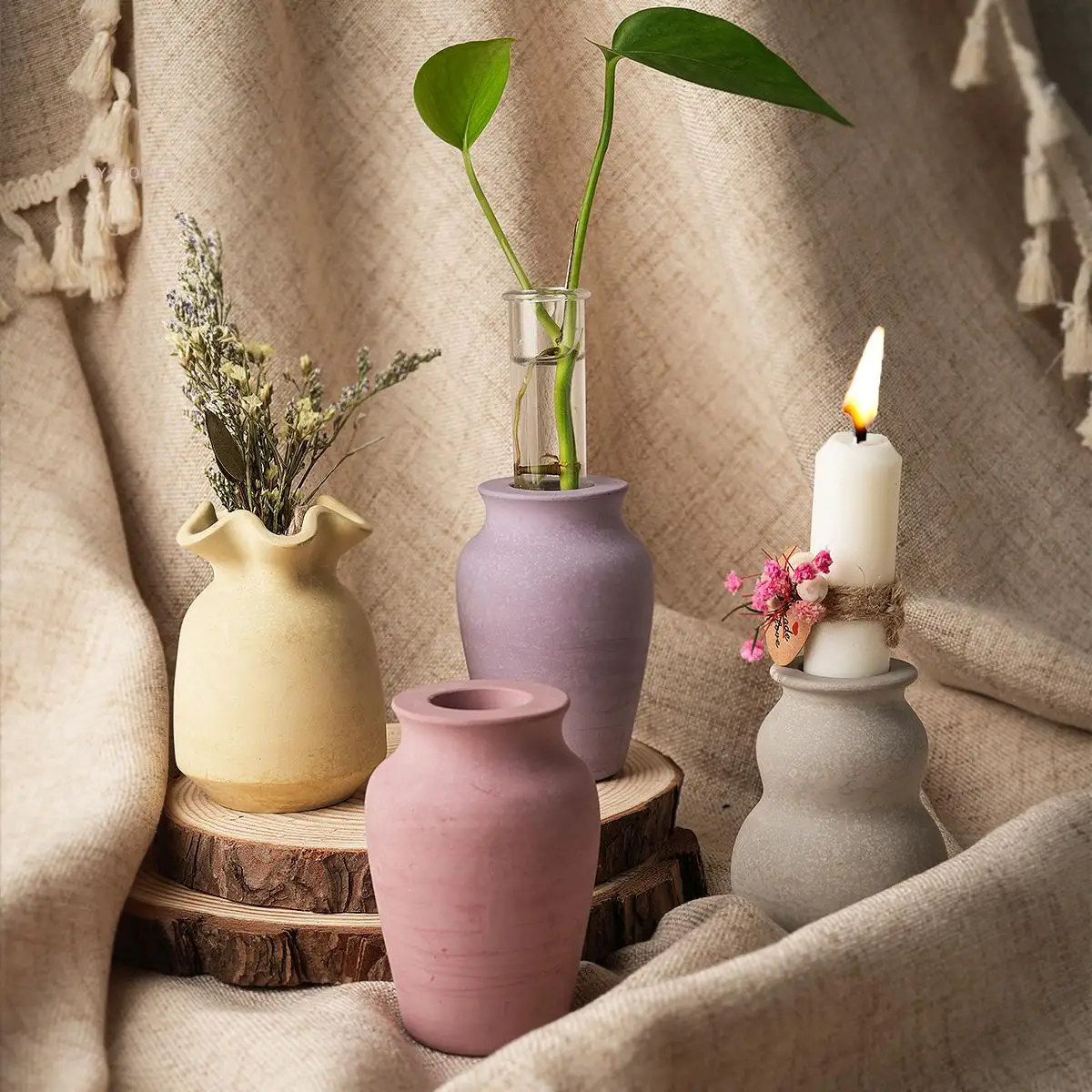 Concrete Jar Silicone Mold DIY Handmade Gourd Lucky Bag Style Gypsum Small Jar Vase Candle Holder Resin Mould Crafts Home Decor