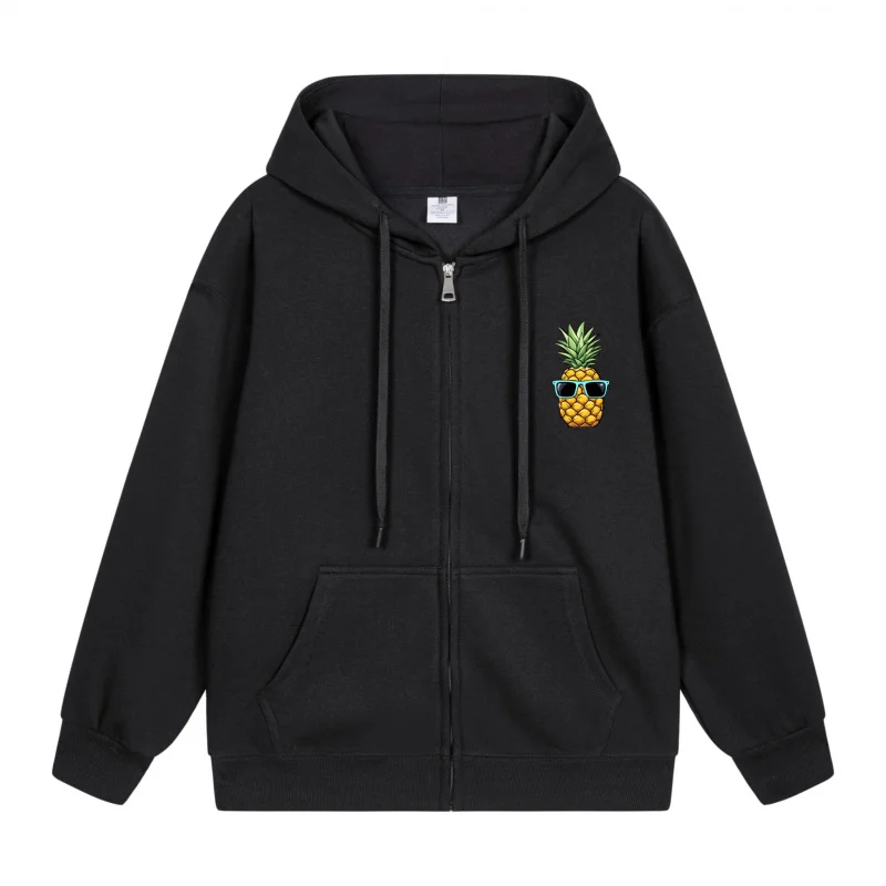

Men's Zip-Up Hoodie Pineapple With Sunglasses On Hoodie 2025 New Style Casual Couples’ Style Couples’ Style
