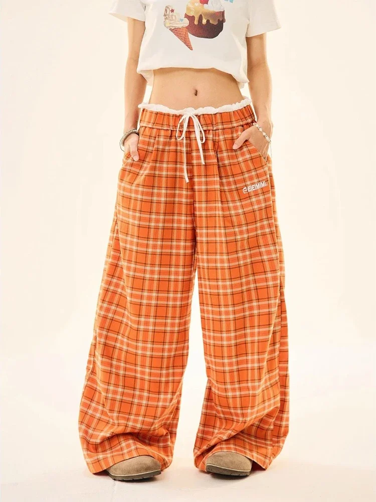 

ADAgirl Vintage Plaid Y2k Pants Women Streetwear Hip Hop Causal Baggy High Waist Korean Trousers Harajuku Chic Sweatpants Mujer