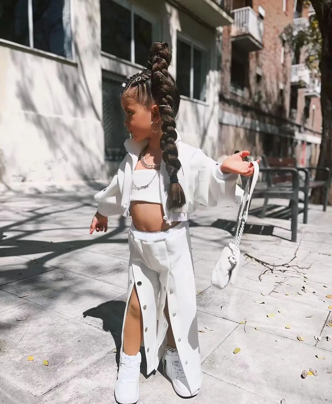 Chaqueta y pantalones de pierna ancha para niñas, conjunto de 3 piezas, ropa de invierno, Color blanco, para 3, 4, 5, 6, 7 y 8 años