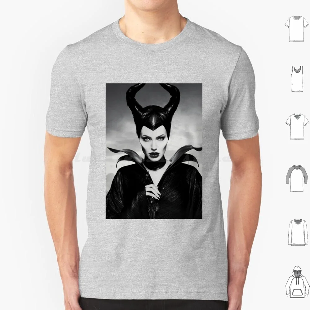 Maleficiente angelina jolie t camisa de algodão das mulheres dos homens diy impressão malévola angelina jolie tendência
