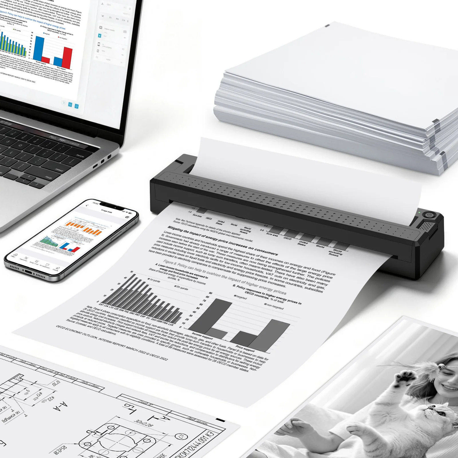 Milestone Portable Tattoo Stencil Printer, Bluetooth & USB Thermal Printer, Compatible with IOS/Android/Mac/Windows for Artists