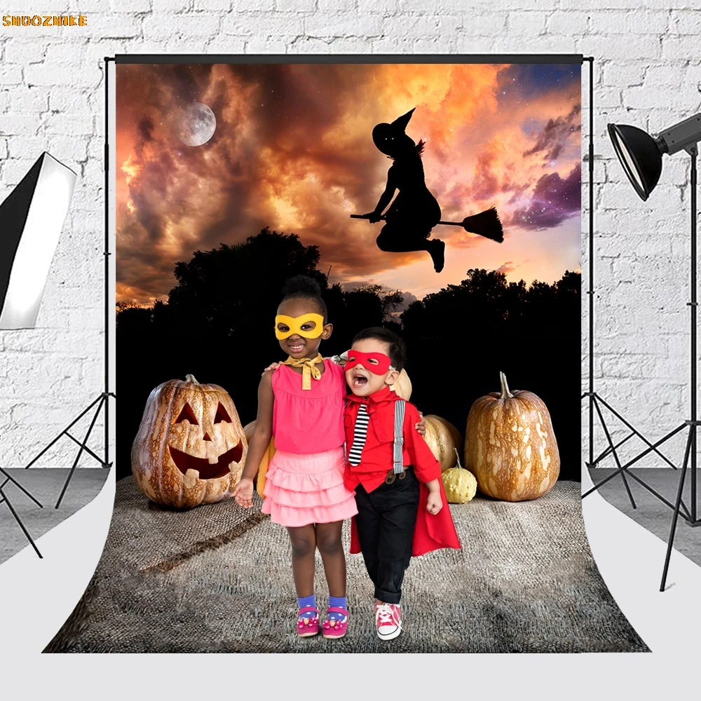 Fondo de fotografía Halloween fotófono noche Luna murciélago Castillo árbol gato bruja foto telones de fondo decoración de fiesta Accesorios