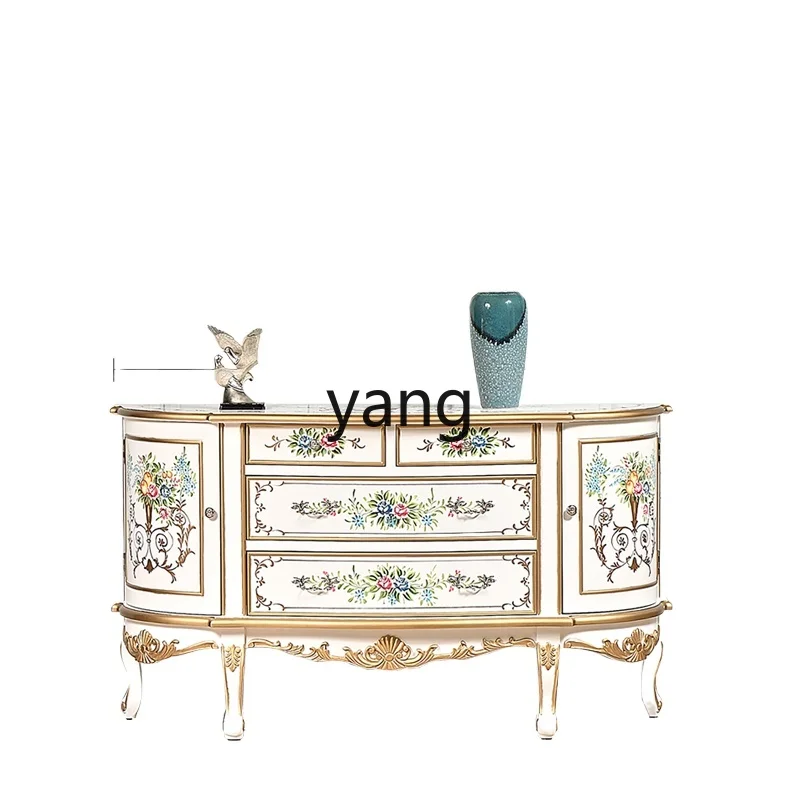 

XYY rural painted solid wood porch cabinet decorative cabinet semi-round storage side cabinet