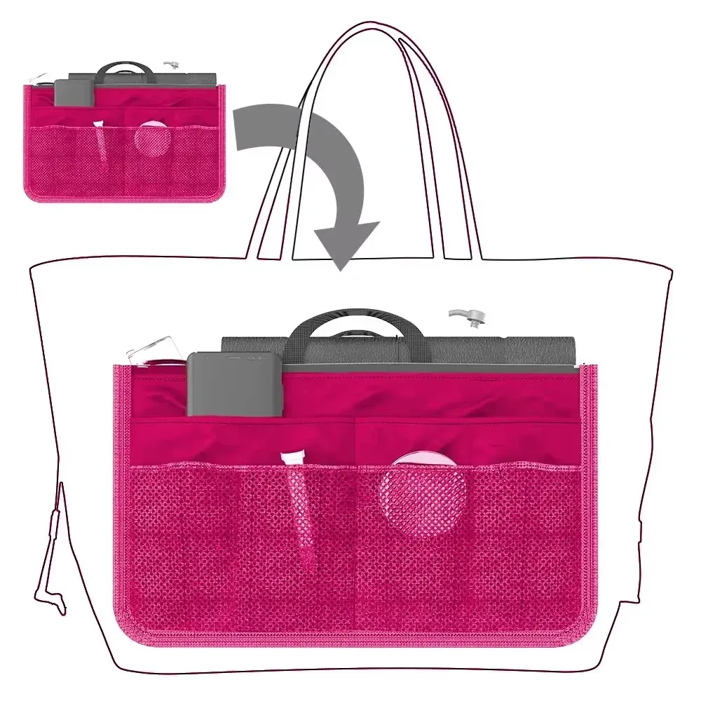 Multi-Functional Bag-in-Bag Storage Small Inner Compartment Multi-Layer Organizer for Home Office And Travel