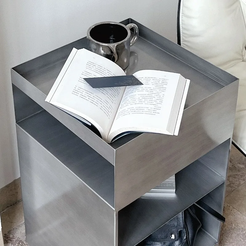 Bauhaus Minimalist Iron Side Table Movable Metal Corner Stand Compact Nightstand for Living Room Bedroom Apartment Coffee Tables