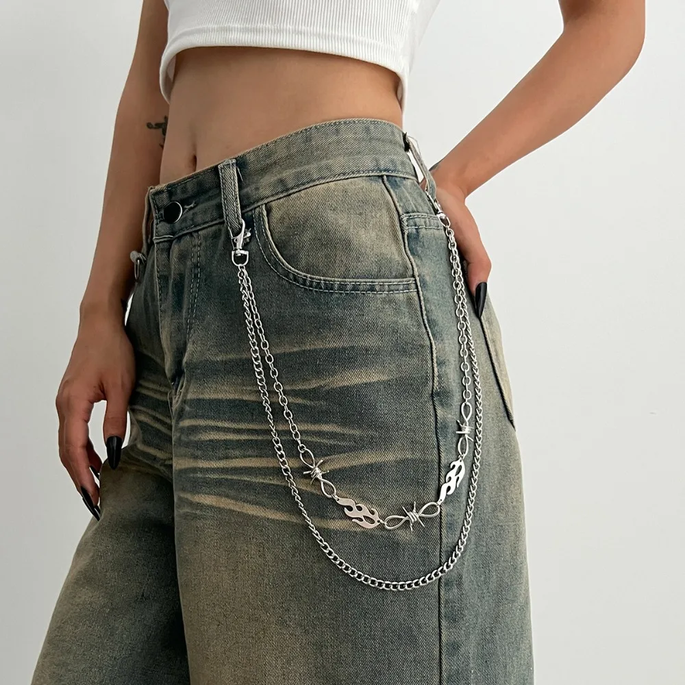 New Punk Star Pendant Pant Chain Hip Hop Multilayer Jeans Chain Metal Casual Waist Keychain Women Man Gifts