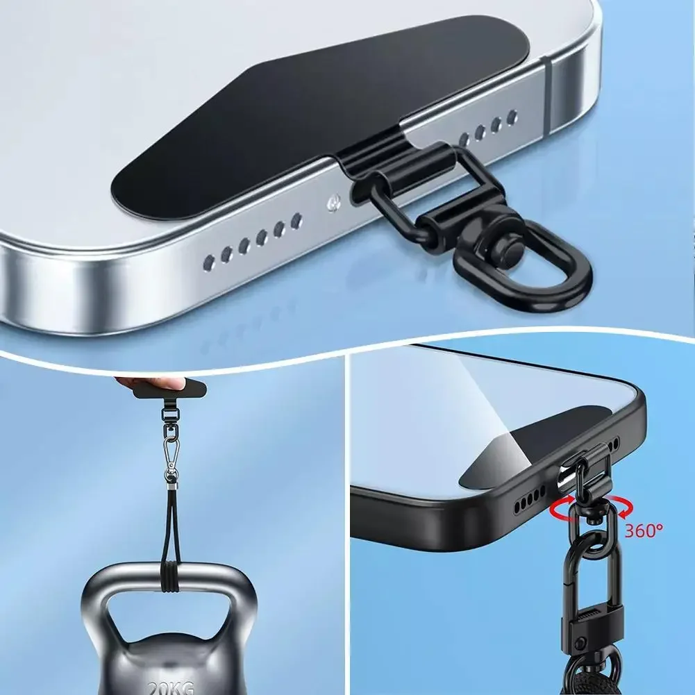 Universal Stainless Mobile Phone Lanyard Patch Gasket 360 Degree Rotatable Detachable Anti-lost Metal Tether Safety Connect Card view 4