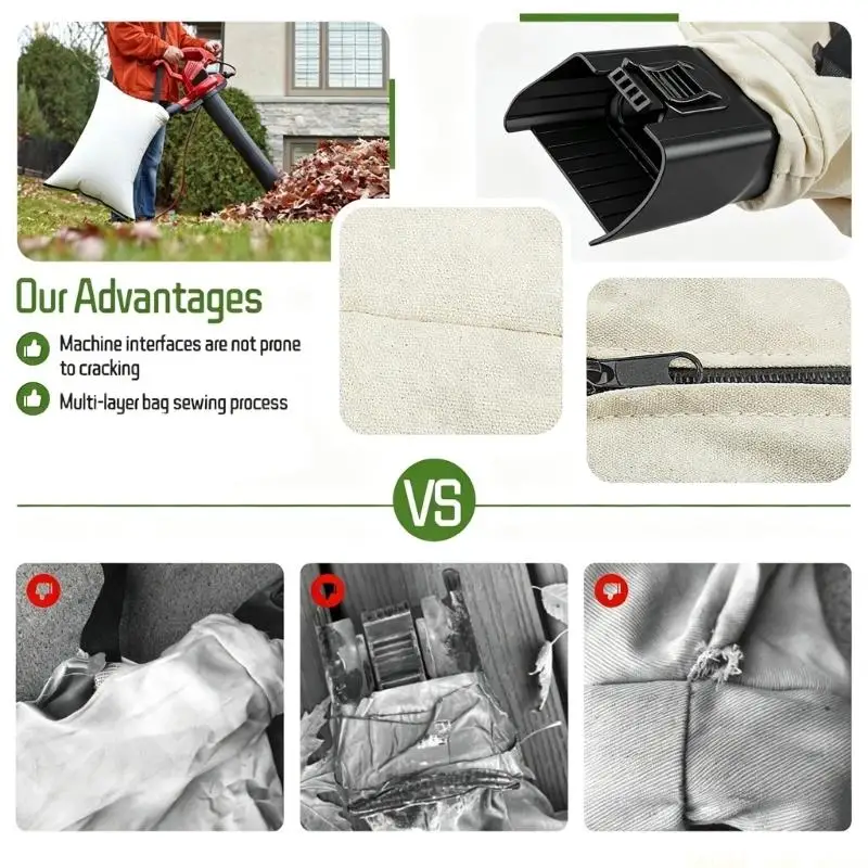 A2BE Fabric Blower Vacuum Bag for 51436 51558 51563 Dust Pickup in Outdoor Yard Work