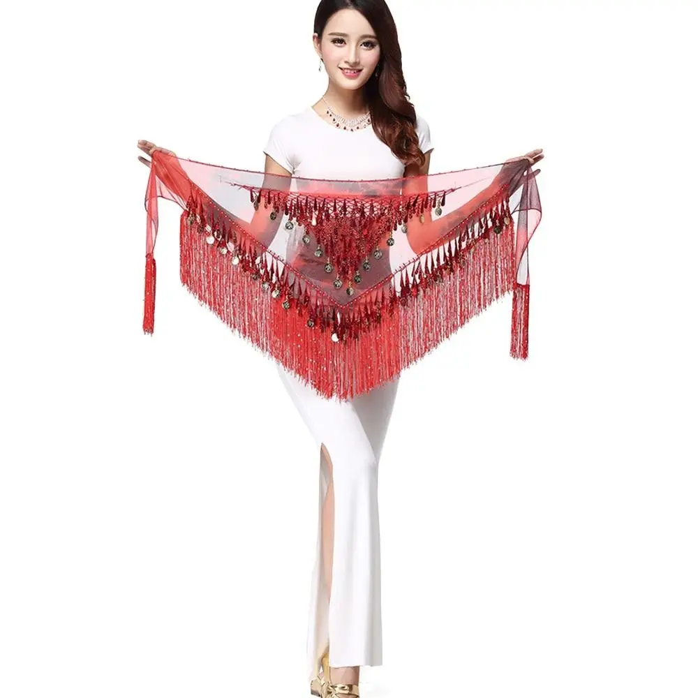 Thailand/India/Arab Dancer Skirt Women Sexy Belly Dance Hip Scarf Wrap Belt Dancer Skirt Female Show Costumes Sequins Tassels