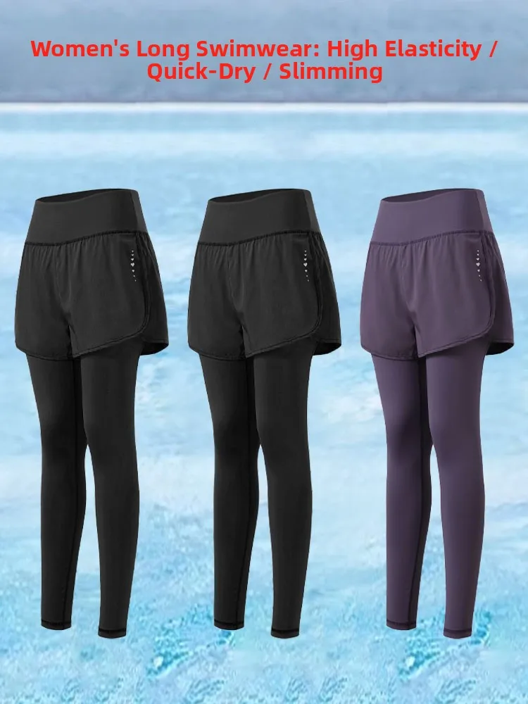 Women's Long Sleeve Swimming Suit Bottoming Briefs Anti-Light Loose Angle Swimwear plus Size Slimming Sunscreen Diving Suit