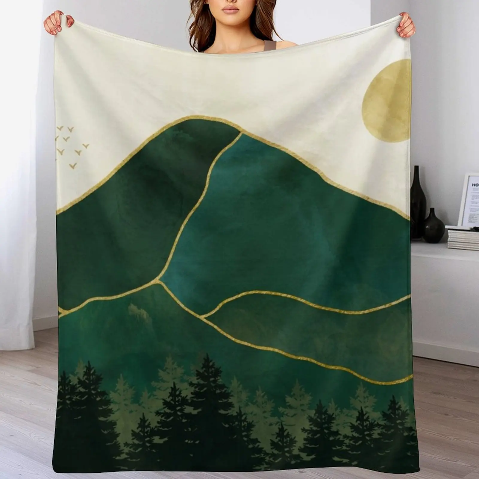 Mount Hood // Picture of a Emerald Abstract Dream and the Oregon Mountain Wilderness Throw Blanket Loose Large Blankets