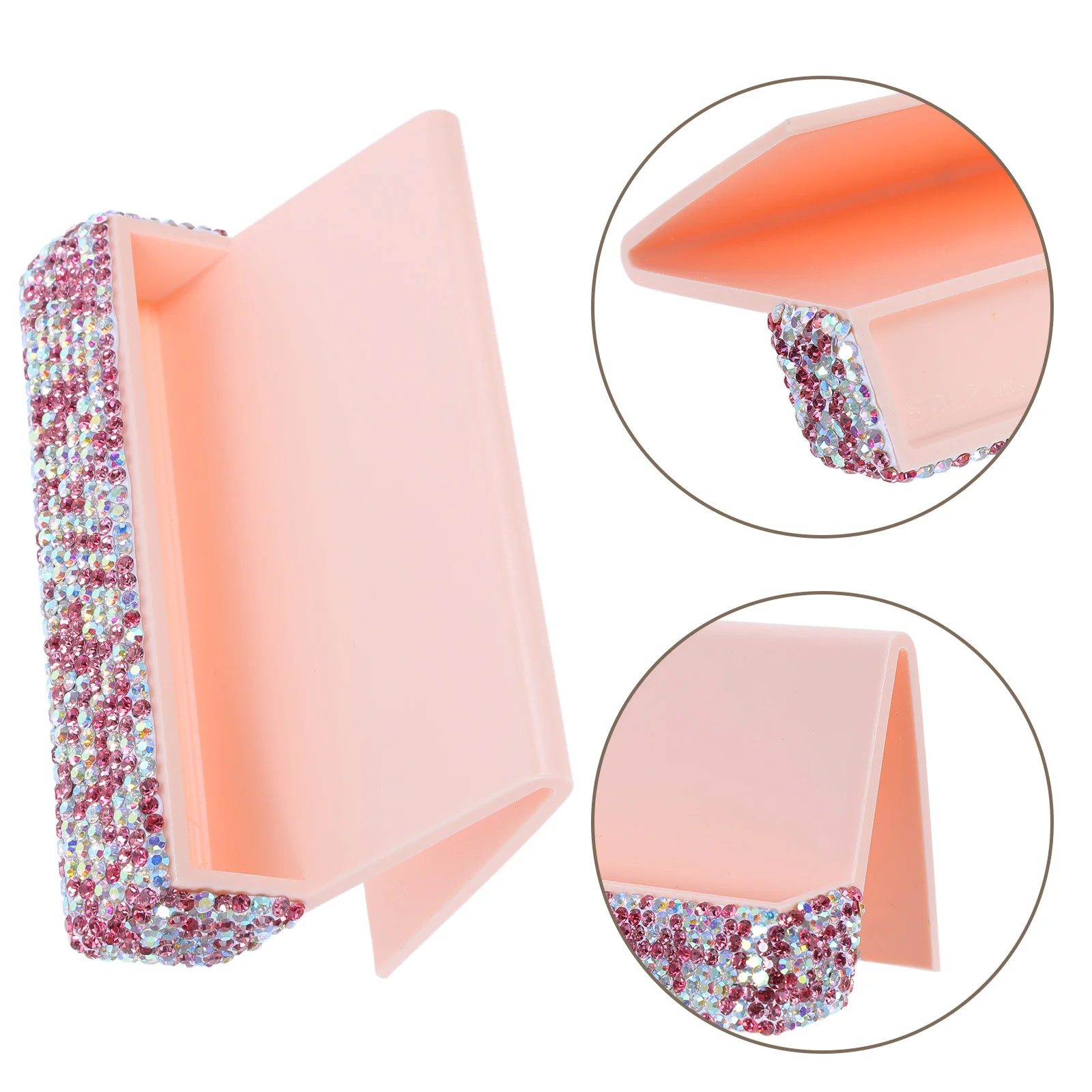 

Crystal Business Holder Pink Desktop Name Stand For Office Reception Rhinestones Card Storage Box - Vertical Business Card