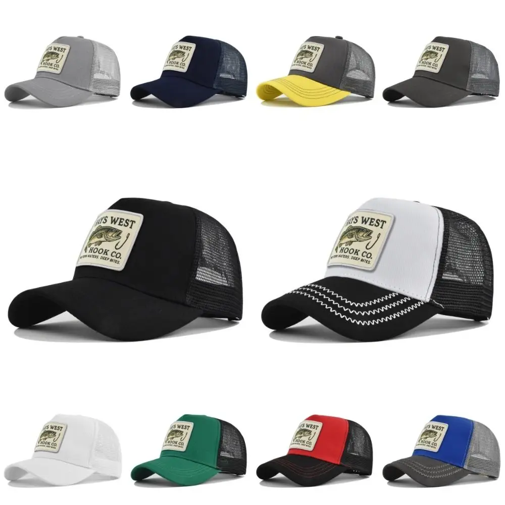 High Quality Fishing Embroidery Baseball Cap Mesh Back Outdoor Fishing Snapback Breathable Fabric Snapback Closure