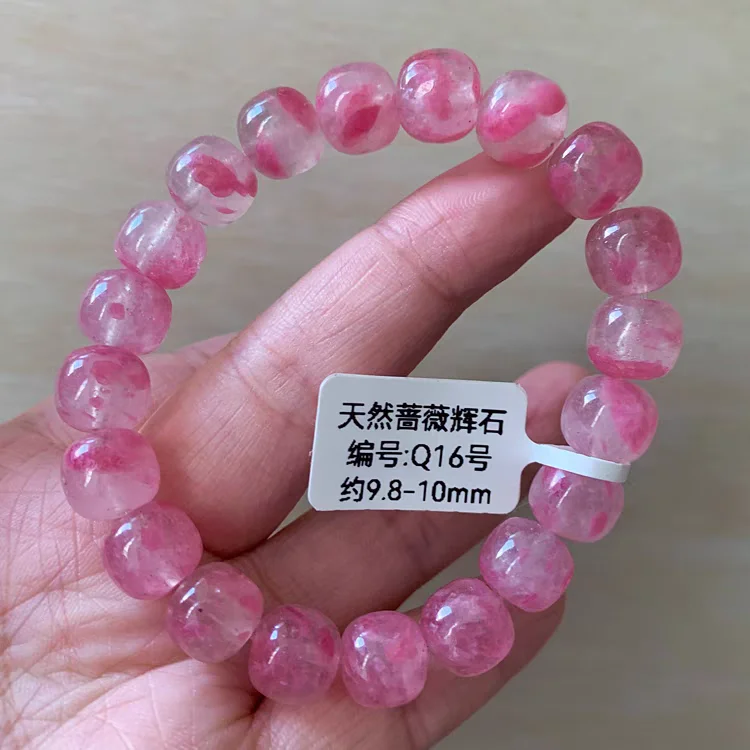 

Natural Rose Rhodonite Barrel Clear Beads Bracelets 10x10mm Women Men Stretch Gemstone Red Rhodonite Fashion Jewelry AAAAA