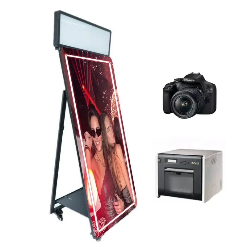 70 Inch Smart Mirror Photo Booth with Camera and Printer Flight Case for Wedding Mirror Booth