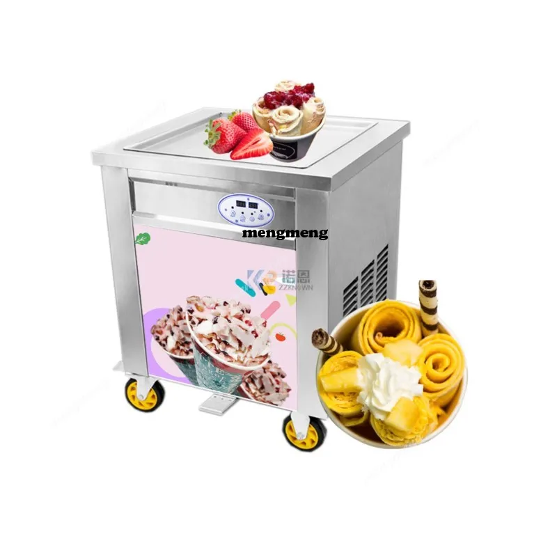 Flat Pan Fried Ice Cream Rolls Machine Single Flat Pan Durable Frying Ice Cream Pan Roll Maker 45cm For Hotels Restaurant Shop