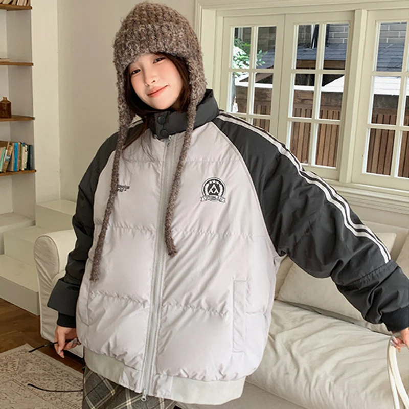 

Американские винтажные парки разных цветов, женские зимние шикарные полосатые теплые парки с длинными рукавами, женская утепленная куртка с отложным воротником