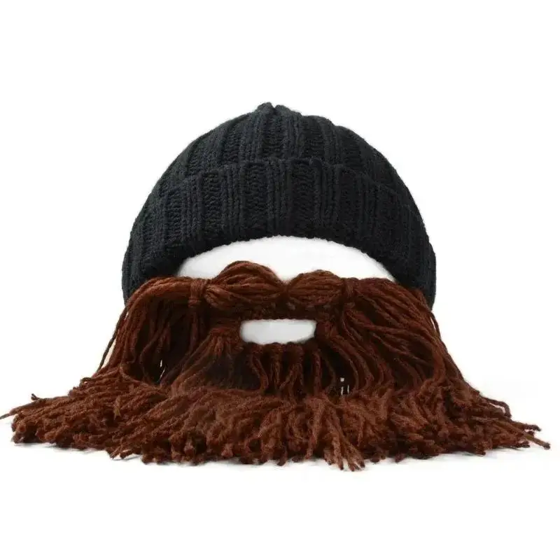 Funny Handmade Winter Wool Mustache Knitted Hats Pirate Face Mask Wig Beard Beanies Bonnet Caps Suitable Party Cosplay Decor