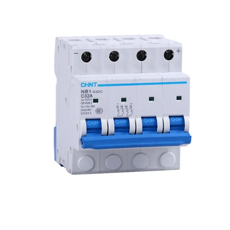 

CHINT NB1-63DC 4P DC Switch Solar Mini Circuit Breaker Overload Protection Switch 10A/16A/20A/25A/32A/40A/50A/63A DC1000V MCB CE
