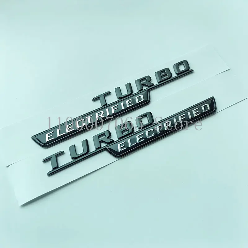 New Turbo_electrified Turbo ELECTRIFIED Underline ABS Emblem for C43 2022 Car Fender Nameplate Logo Sticker