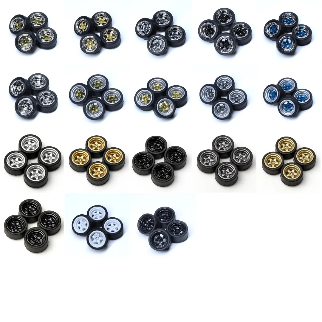 SpeedCG 1/64 ABS Wheels with Rubber Tire Type J Modified Parts Diameter 10mm For Model Car Racing Vehicle Toy Hotwheels Tomica