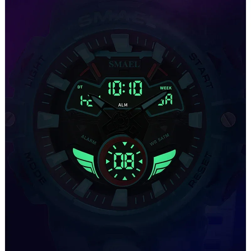 SMAEL Original Wristwatches Dropshipping Brand 50M Waterproof Clock  Alarm Yellow New Quartz Watch Men Sport Watches 8089