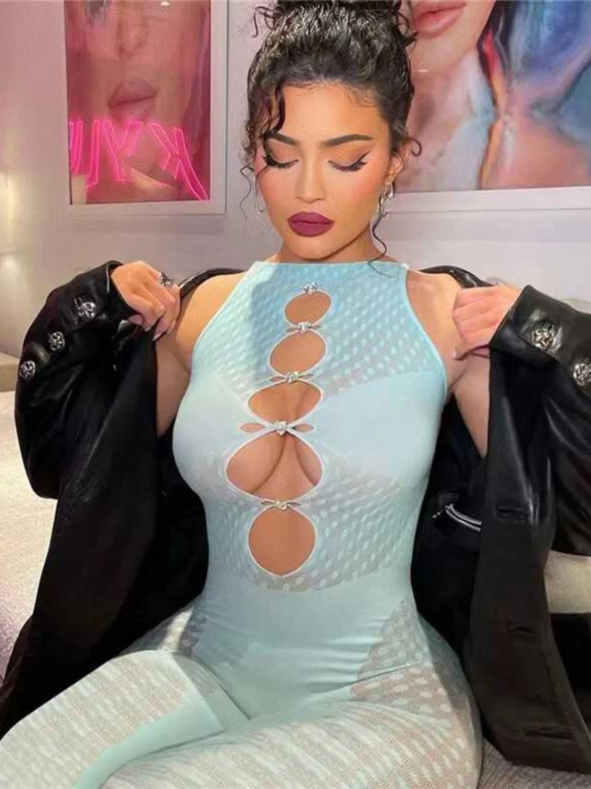 

Облегающий вязаный крючком комбинезон с запахом на бедрах, длинные брюки с высокой талией, уличный тонкий полиэстер, летний женский комбинезон Faion